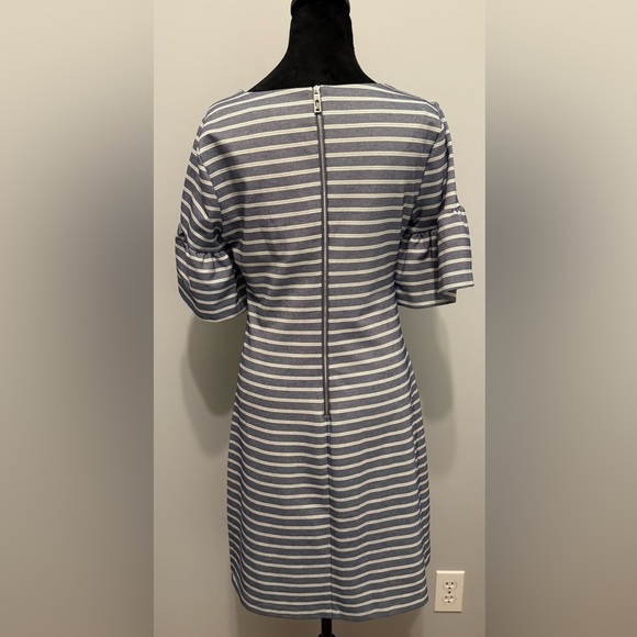 Ivanka Trump Navy and White Striped Bell Sleeve Dress Size 4 - Picture 3 of 4